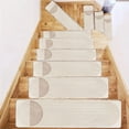 thumbnail image 3 of Peldaños de escalera interior antideslizantes, alfombras de cuero beige, almohadillas de escalón que absorben el agua para el baño de la cocina del hogar, 27.5x8.6 pulgadas, juego de 1, seguro para, 3 of 5