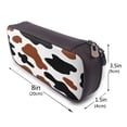thumbnail image 3 of Lsque Brown Black Cow Printed Big Capacity PU Leather Pencil Case Large Pencil Pouch Stationery Pen Bag Pencil Holder for Teen, 3 of 6