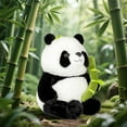thumbnail image 2 of BOBO Panda Stuffed Animal Soft Bear Plush Toys with Bamboo Stuffed Panda Plushies Cute Doll Gifts Black and White, 2 of 9