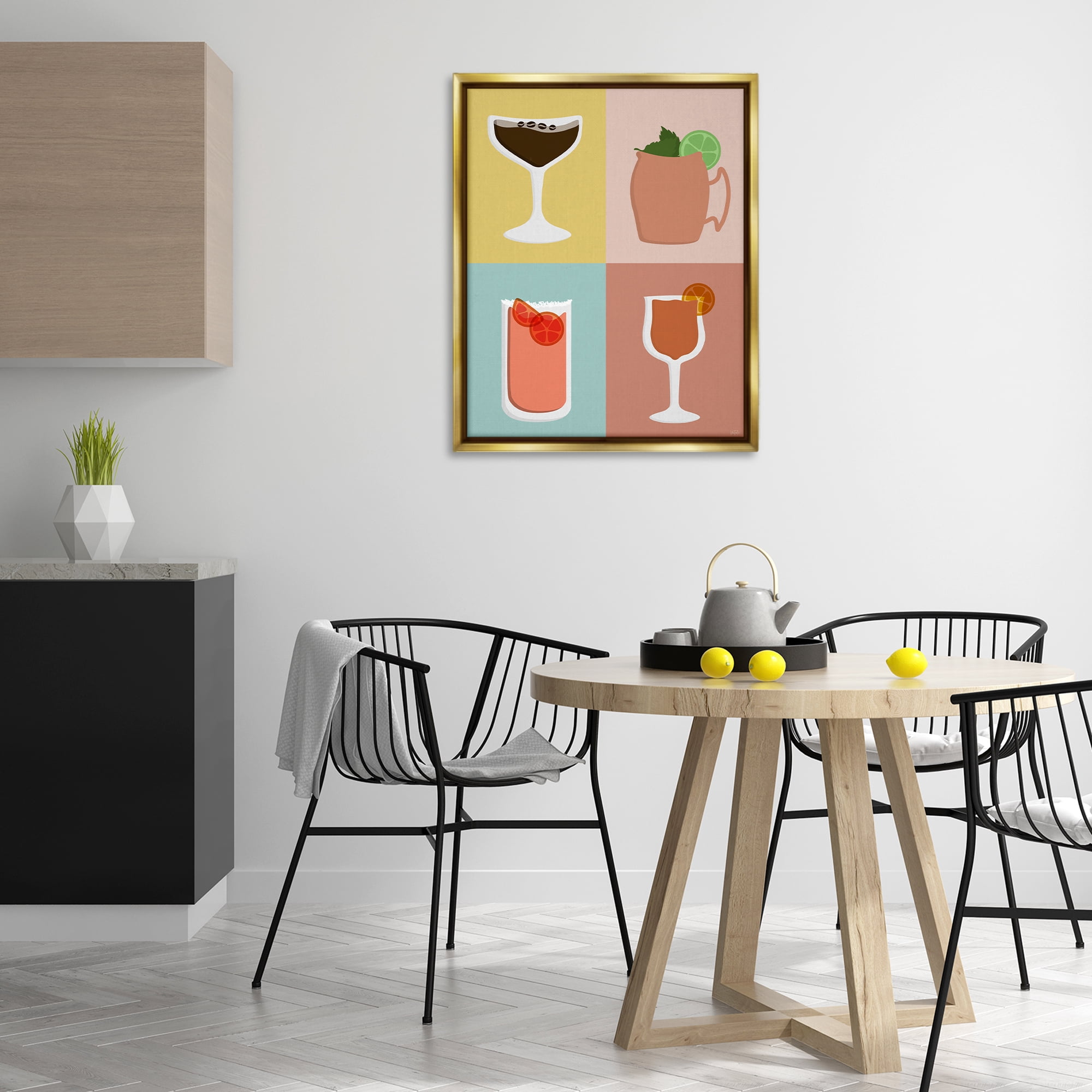 Stupell Industries Mixed Cocktail Drinks Food & Beverage Painting Gold Floater Framed Canvas Art Print Wall Art, 25 x 31