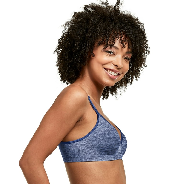 Hanes Comfy Support Women's Convertible Wireless T-Shirt Bra, Comfort Flex  Fit In The Navy Heather L