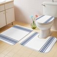 thumbnail image 2 of Abstract Geometric Blue Stripe, Bath Mat 3 Piece Bathroom Rug Set, White Backdrop Non Slip Bath Rug Contour Mat and Toilet Lid Cover, Absorbent Shower Mats Soft Bath Rugs and Mats Sets, 2 of 8