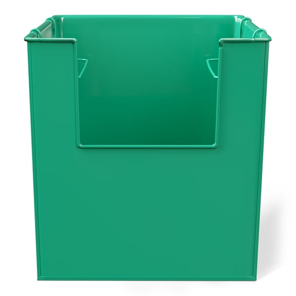 Mainstays Kids Medium Green Stacking Open-Front Metal Storage Basket with Handles