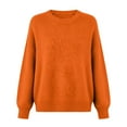 thumbnail image 3 of Chuancc Crewneck Fall Sweatshirts for Women,Women Turtleneck Long Sleeve Womens Basic Long Sleeve Tops Long Sleeve Business Casual Tops Crew Neck Long Sleeve Tops for Women B-Orange XL, 3 of 9