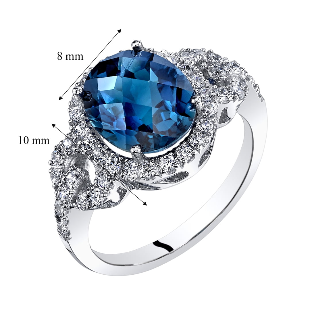 Oravo 3 ct Oval Shape London Blue Topaz Cocktail Ring in 14K White Gold