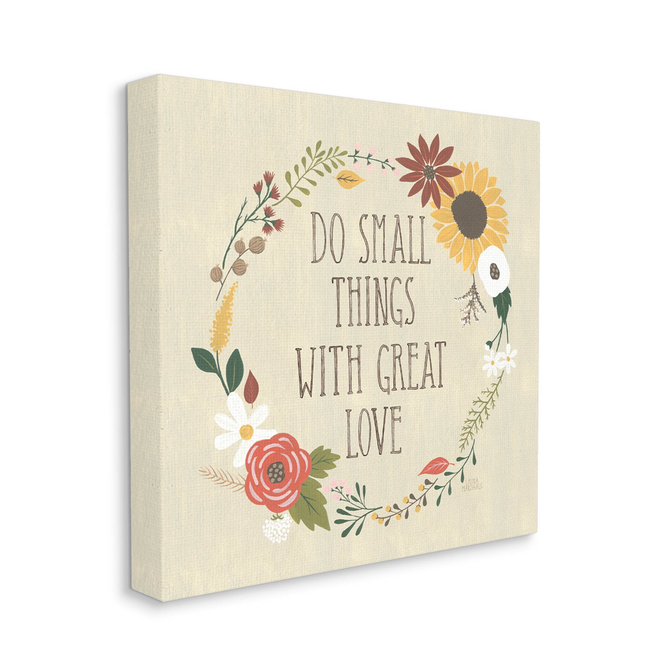 Stupell Industries With Great Love Floral Phrase Graphic Art Gallery Wrapped Canvas Print Wall Art, Design by Laura Marshall