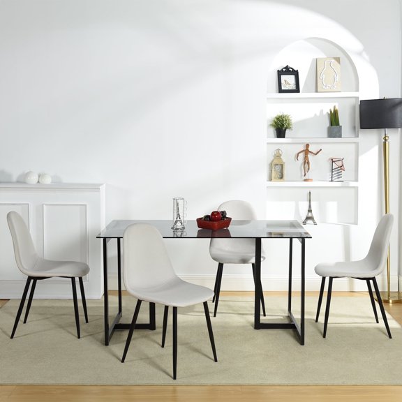 Homy Casa Modern Stools Set of 4 Non-Slip Bedroom Living Room Office, Beige