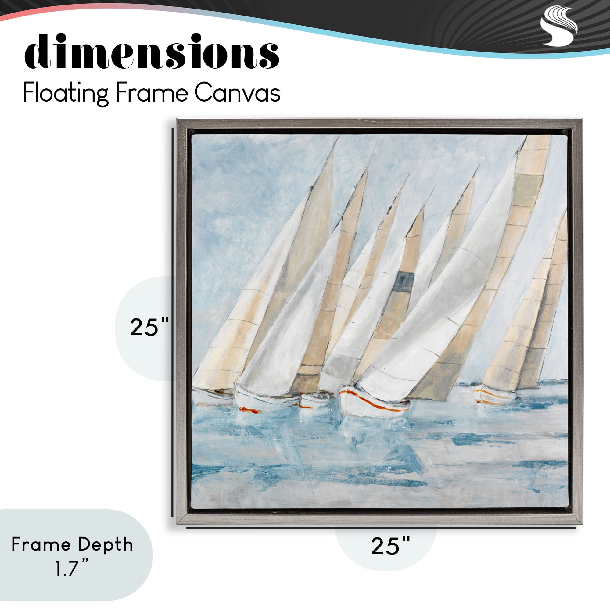 Stupell Industries Sailboat Regatta Coastal Scene Gray Framed Floater Canvas Wall Art, design by Lorenzo Collective