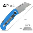 thumbnail image 5 of 4 Pack Folding Utility Knife,Pocket Box Cutter Knife,Heavy Duty Box Cutter Knife with Clip,Lock Back Design Pocket Knife,Quick Change Blade Box Knife with Extra 10 Pack Blades, 5 of 8