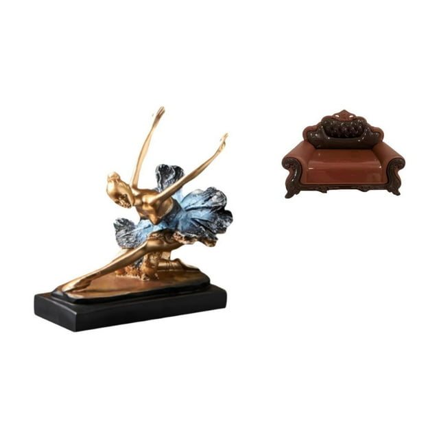 Estatua de bailarina de ballet, figura de bailarina, escultura de resina, adorno, sofá en miniatura, mueble para casa de muñecas, modelo de sofá europ