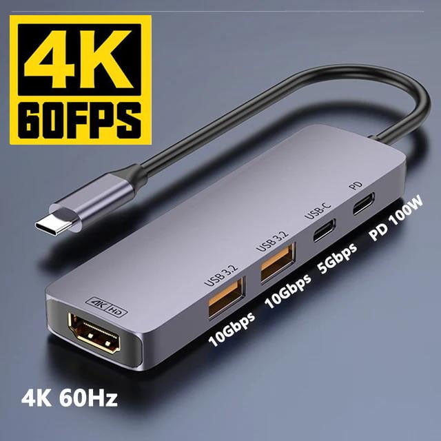 AUBEAMTO Type C USB Hub, 10Gbps USB C Hub, USB C Splitter with 4K@60HZ HDMI, 1 USB C 3.2 and 2 USB A 3.2 Data Ports,  140W PD, for MacBook, Mac Mini, XPS, Laptop and USB C Devices