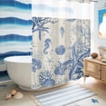 thumbnail image 5 of No Hook Shower Curtain, Blue Coastal Starfish Shower Curtains for Bathroom with See Through Top Window, Beach Ocean Nautical Shells Conch Waterproof & Washable Bath Curtain 60"x72", 5 of 9