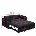 thumbnail image 4 of 65" Sofa Bed, 3-in-1 Convertible Sleeper Sofa, Modern Velvet Futon Couch with Adjustable Backrest, Fold Out Guest Bed for Small Space, Living Room, Bedroom, Apartment, Black, 4 of 11