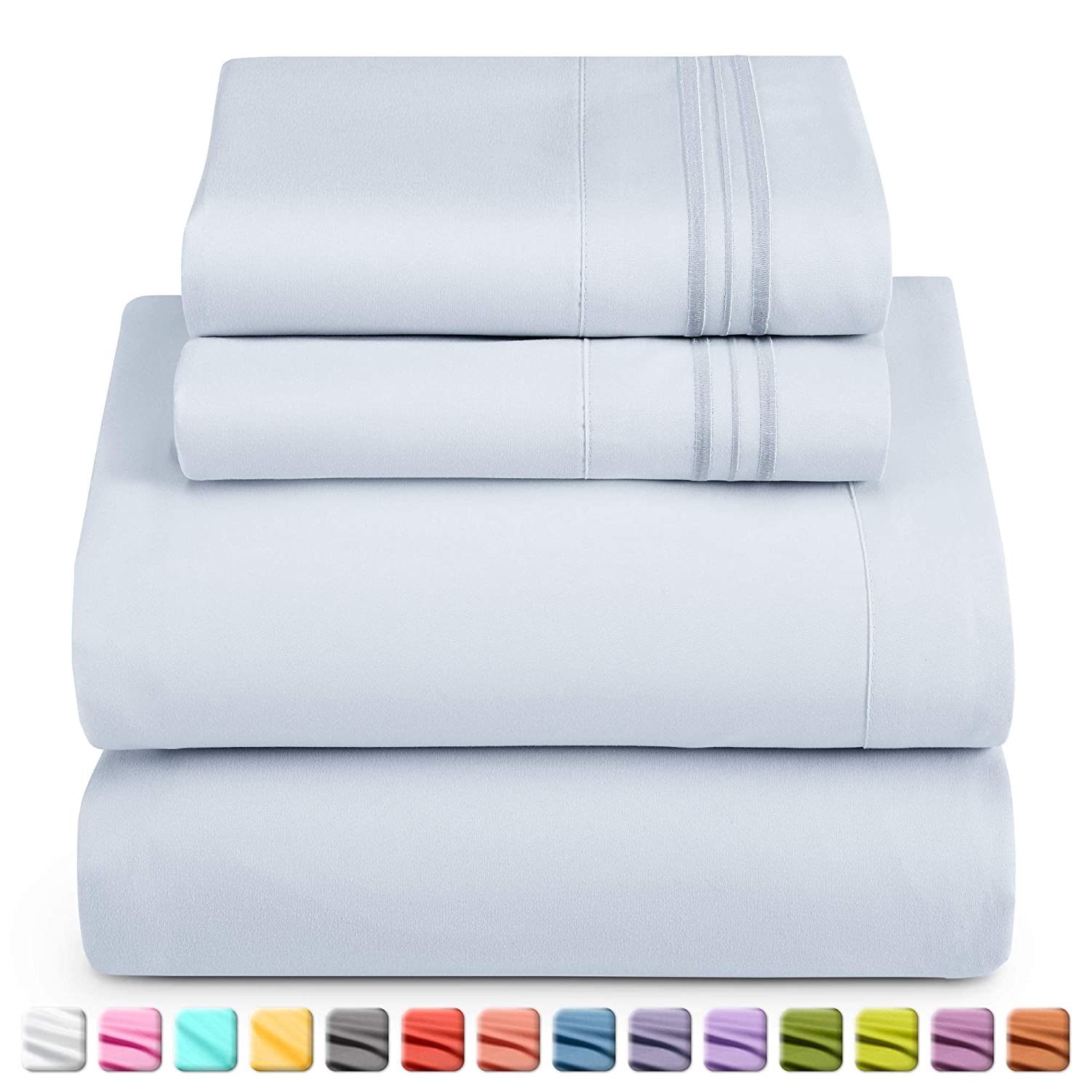 Nestl Microfiber Full XL Bed Sheets Set, Deep Pocket Piece Full XL Size  Sheet Set, Ice Blue