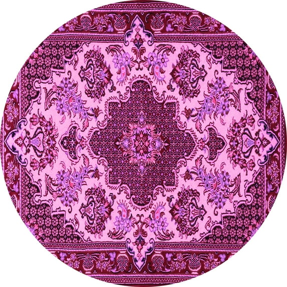 Ahgly Company Indoor Round Medallion Pink Traditional Area Rugs, 5' Round