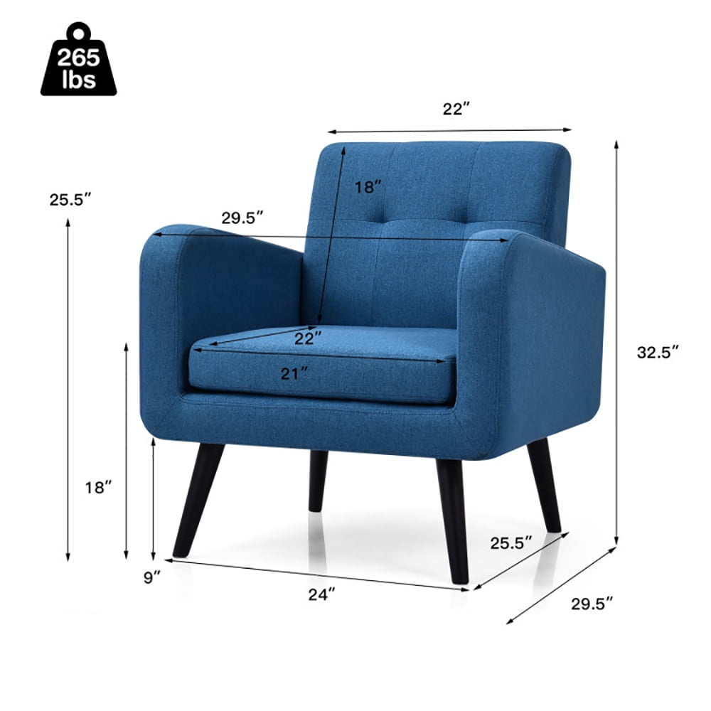 Finihen Upholstered Accent Chair, Modern Upholstered Comfy Accent Chair Single Sofa with Rubber Wood Legs, for Living Room, Bedroom, Navy