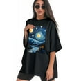 thumbnail image 3 of Plus Size Shirt for Women Black Tops for Women Short Sleeves Shirt for Women Starry Night3 T Shirt Crewneck Shirt for Women 5XL, 3 of 5