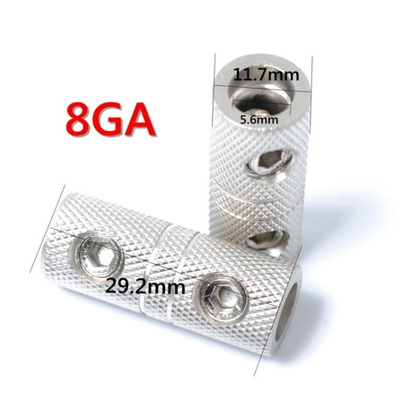 WHAMVOX 2 PCS Audio Butt Splice Connectors 8 Gauge Brass CorrosionResistant for Car Use Silver 8GA