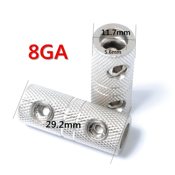 WHAMVOX 2 PCS Audio Butt Splice Connectors 8 Gauge Brass CorrosionResistant for Car Use Silver 8GA