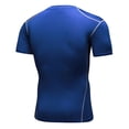 thumbnail image 2 of Hansber Man's Short Sleeve Sun Protective Swimming Shirts Surf Dive Rashguard Top Workout T Shirts Blue L, 2 of 7