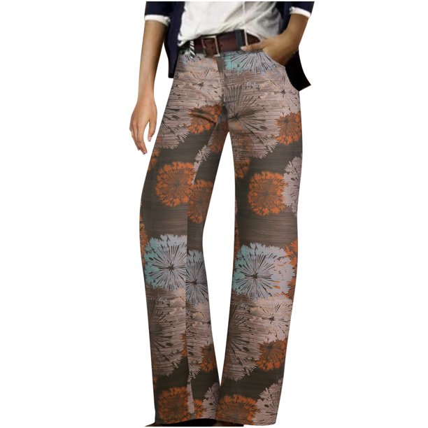 Pantalones largos para mujer, pantalones elásticos, pantalones elásticos con estampado de cintura, pantalones pitillo ajustados con botones Odeerbi ODB-2