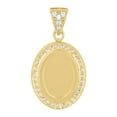 thumbnail image 2 of 10K Yellow Gold Round CZ Unisex 0.90" Diamond Cut Charm Oval Medallion Pendant, 2 of 3