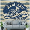 thumbnail image 4 of Nawypu  Modern Tapestry, Pacific Waves Surf Camp and Hawaii Logo Motif Effects Design, Wide Wall Hanging for Bedroom Living Room Dorm, Khaki Slate Blue, 4 of 6