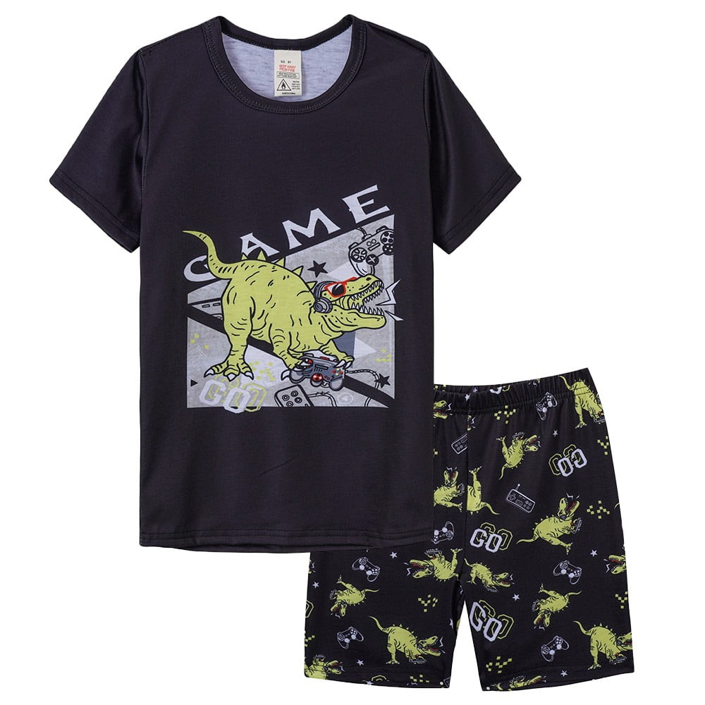 MyFav Big Boys Pajamas 2 Piece Short PJS Cute Cartoon Sleepwear,4Y14Y