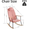 thumbnail image 2 of BISHE Modern Adjustable Headrest Pillow Rocking Chair,Upholstered Glider Rocker Chairs with High Backrest,with Armrests,Living Room,Bedroom,Balcony,Easy to Assemble,Pink, 2 of 10