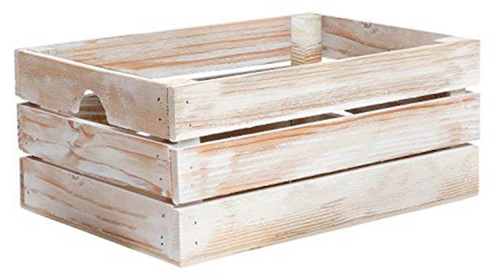 Rustic Decorative Medium Wood Crate in White Washed Finish Walmart