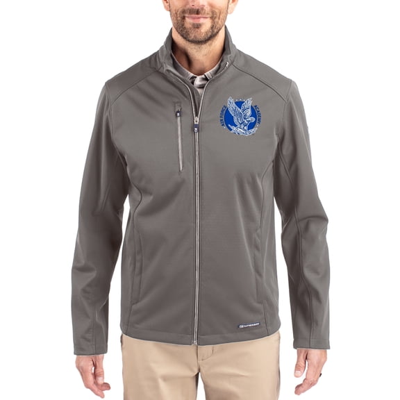 Men's Cutter & Buck Gray Air Force Falcons Evoke Eco Softshell Recycled Full-Zip Jacket