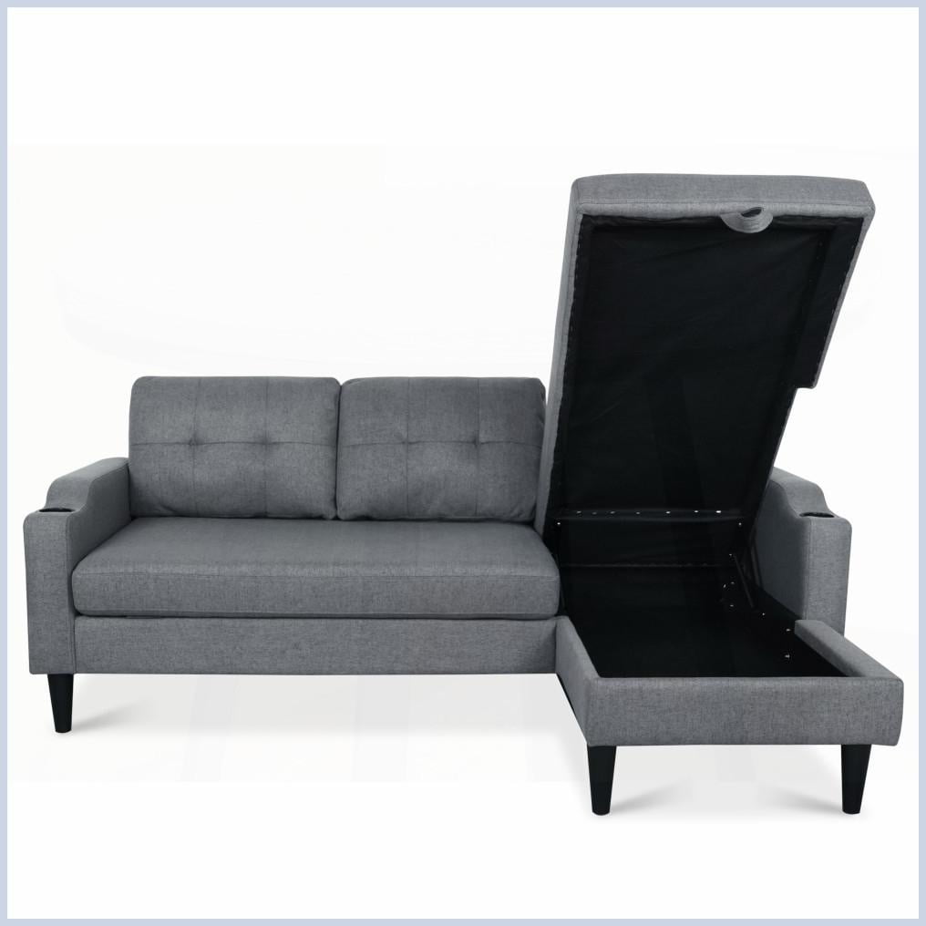 Modern Fabric Loveseat Sofa for Living Room with Built-in Storage