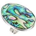 thumbnail image 2 of Bold Oval New Zealand Paua Abalone Shell 925 Sterling Silver Ring, US 6, Adjustable, 2 of 4