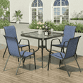 thumbnail image 5 of Pirecart Outdoor Table Furniture Set Patio Dining Table Set with 4 Stackable Textilene Chairs, Dark Blue, 5 of 10