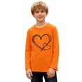 thumbnail image 4 of Efsteb Girls Tops Casual Comfy Soft Loose Fit Shirts Long Sleeve Crew Neck Heart Print for Daily wear（Orange，10 Years）, 4 of 5