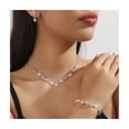 thumbnail image 5 of SmartBy 3 Pcs/Set Women Jewelry Set Rhinestone Choker Hanging Earrings Bracelet Set Adjustable Extension Chain Prom Party Bride Wedding Jewelry, 5 of 7
