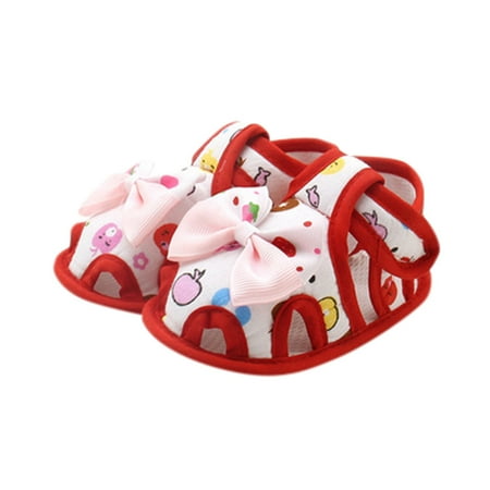 

yinguo baby girls summer bow soft sole toddler anti-slip shoes sandals red 11