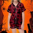 thumbnail image 2 of Toddler Outfits for Girls 2 Piece Halloween Stylish Print Short Sleeve Lapel Breathable Top And Shorts At Home Wear Baby Girls' Clothing Sets 2 Years-3 Years, 2 of 4