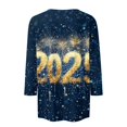 thumbnail image 5 of Long Sleeve Shirts for Women New Years Outfits Women Women's Casual 3/4 Sleeve Round Neck 2025 New Year Printed Graphic Plus Size Tops Dark Blue, 5 of 5
