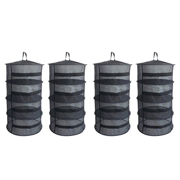 4pcs Red de secado plegable Hierbas Secadora Bandeja de malla Estante Jardín al 4 niveles
