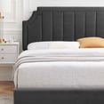 thumbnail image 5 of Platform Bed Frame, Queen Size, Velvet, Dark Grey Gray, Modern Contemporary Urban Design, Bedroom Master Guest Suite, 5 of 10
