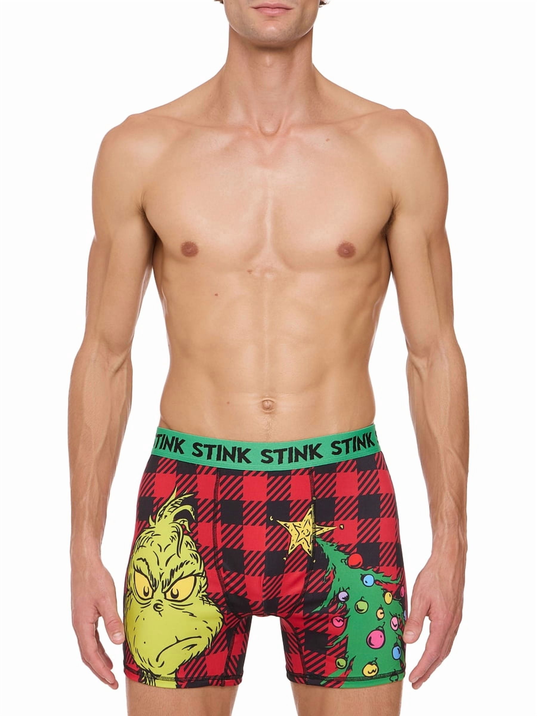 Dr Suess Grinch Plaid Men's Athletic Boxer Brief, 2-Pack, Sizes S-XL