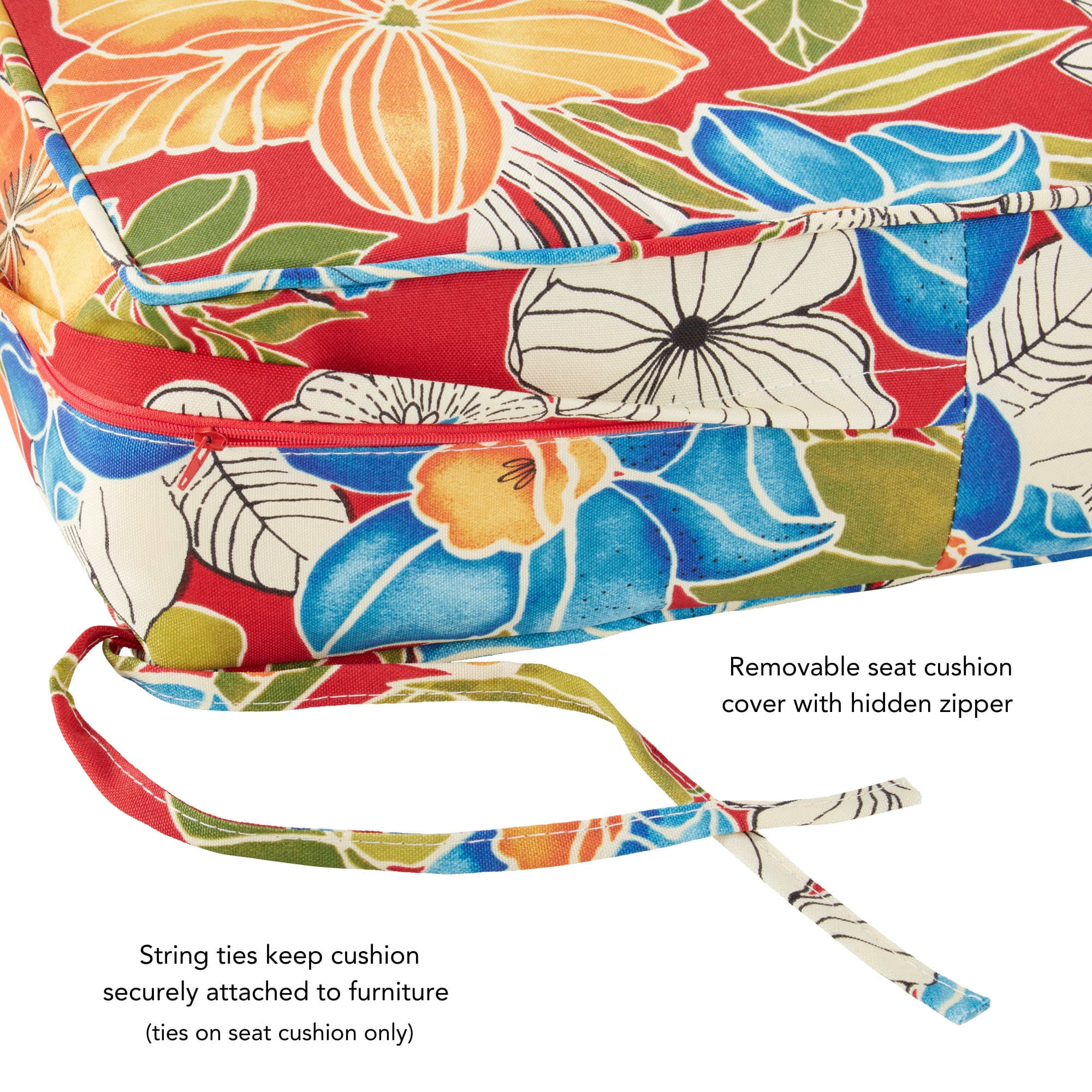 Greendale Home Fashions 24 x 24 in. Aloha Red Floral Premium 2-Piece Deep Seat Cushion Set