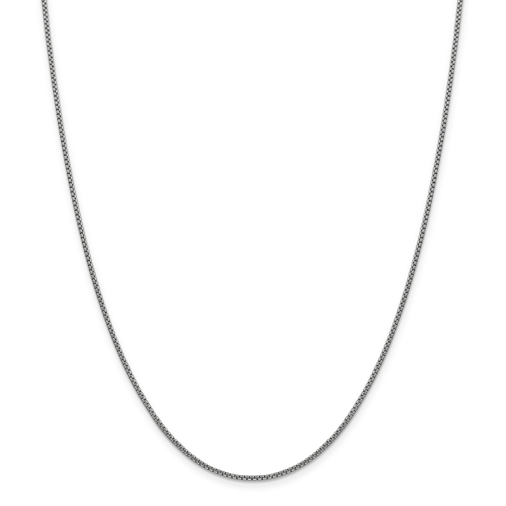 14K White Gold Hollow Round Box Chain 20 Inch