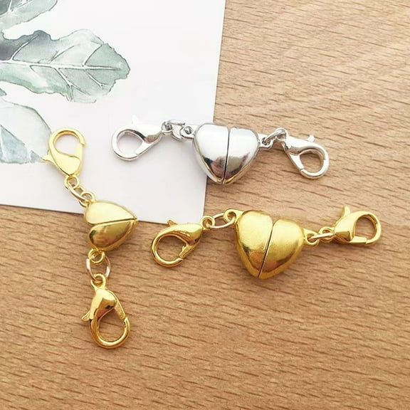 Tnobhg 10Pcs Magnet Buckle Heart Shape Alloy Magnetic Clasps Necklaces Bracelet Extender Jewelry Accessories