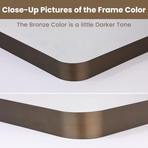 48”X36” Bronze Bathroom Mirrors for Vanity, Rounded Rectangle Brushed Bronze Metal Frame Mirror, Anti-Rust, Tempered Glass, Hangs Horizontally or Vertically