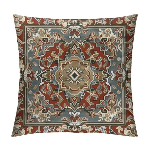 Creowell Boho Pillow Covers, Burnt Orange Grey Ethnic Design Outdoor Decorative Throw Pillows for Couch, Fall Carpet Pattern Decor Cushion Cover Farmhouse Pillowcase for Bed Car Safa,Multi-Size