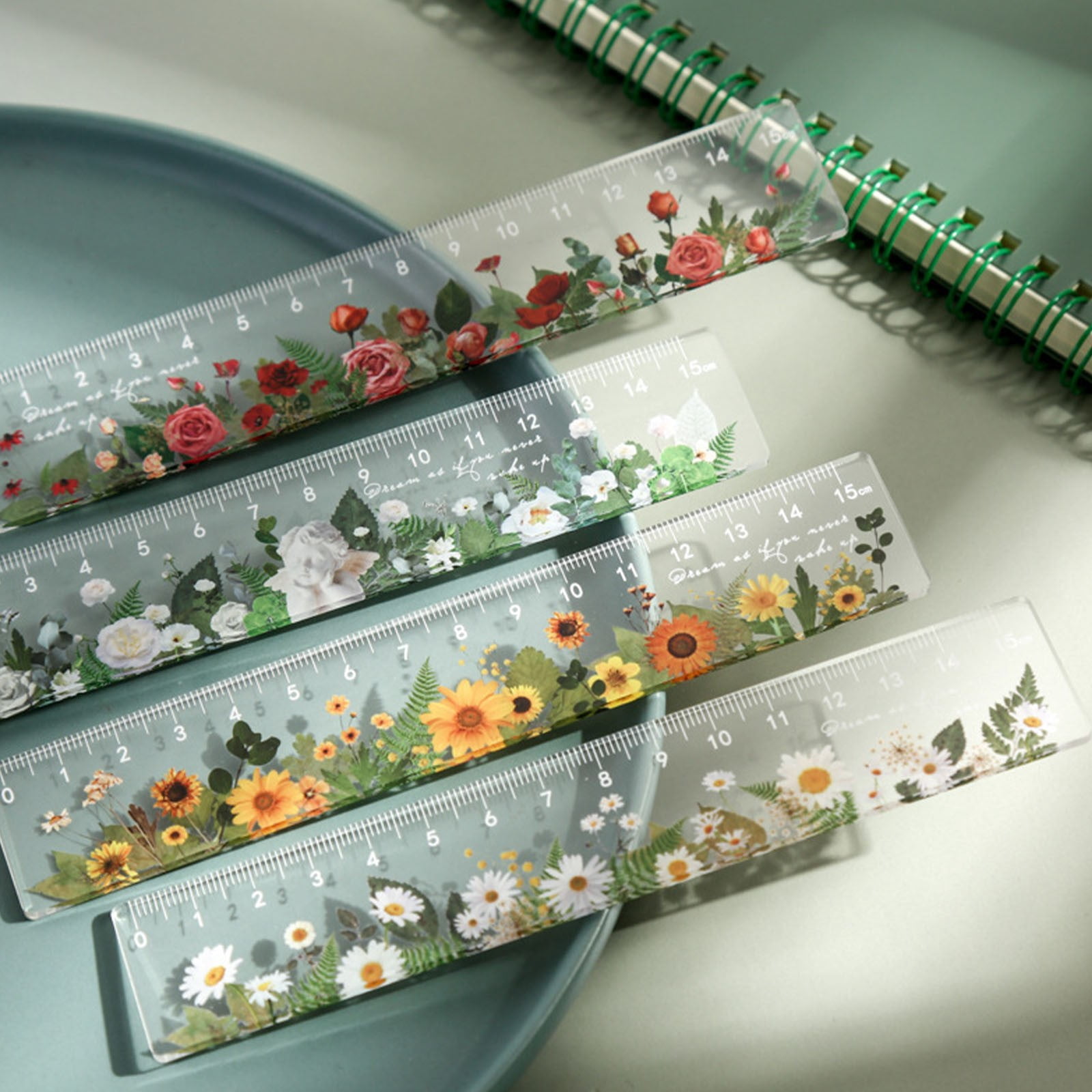 Ruler Cute, 6 Inch Ruler, Cute Ruler, Mini Ruler, Small Ruler, Plastic Flower Scale Measuring Ruler 6 inch Straight Ruler for Drawing Painting Measuring Scale Accurate Scale