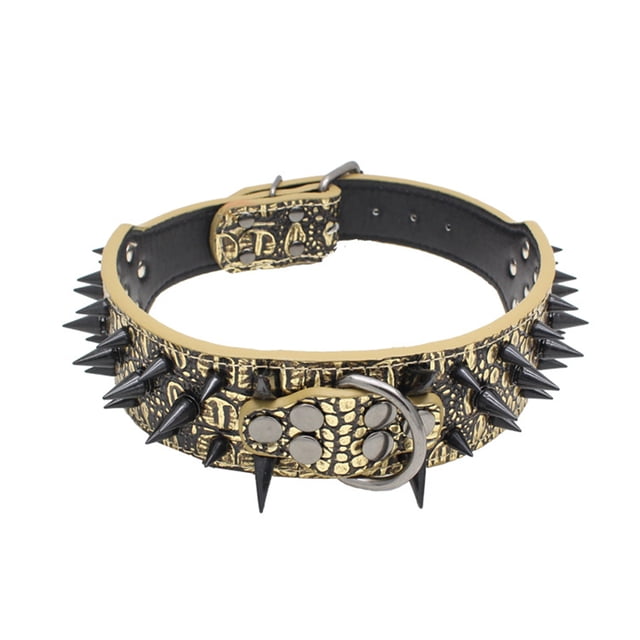 HEVIRGO Dog Puppy Faux Leather Rivet Spiked Anti-bite Collar Necklace Pet Neck Band