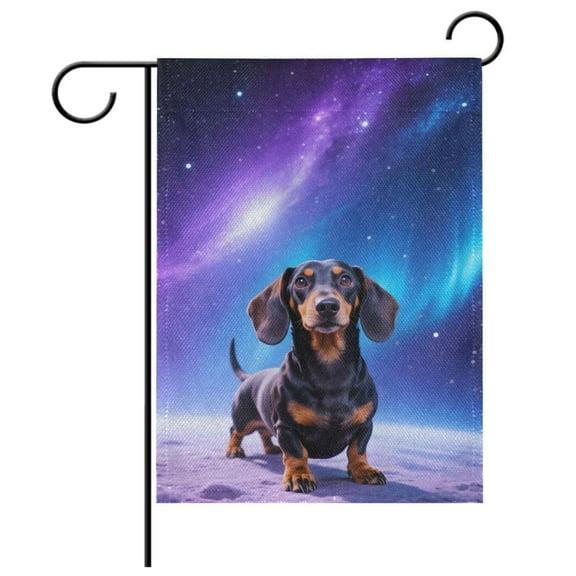 Ryvnso Dachshund Dog Space Garden Flag 12x18 Inch Double Sided Seasonal Yard Decoration